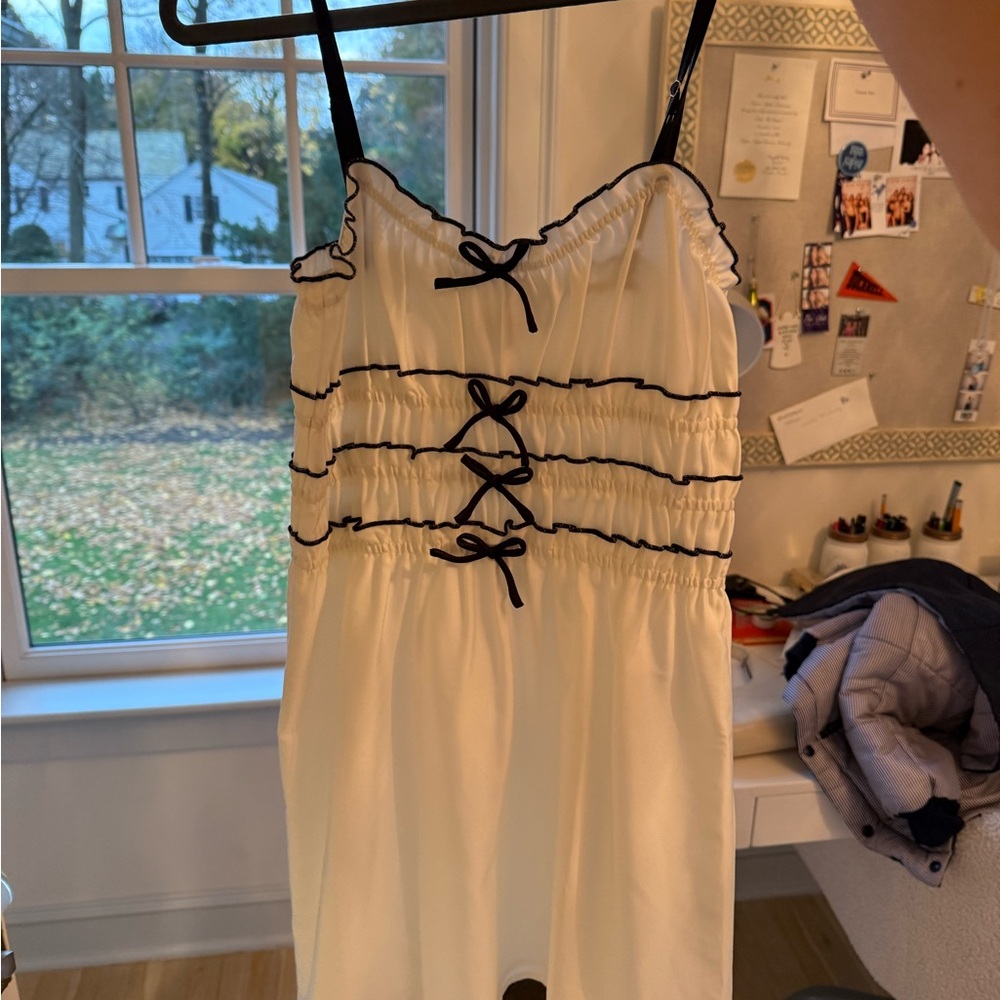 Beginning Boutique Cream Dress with Black Details